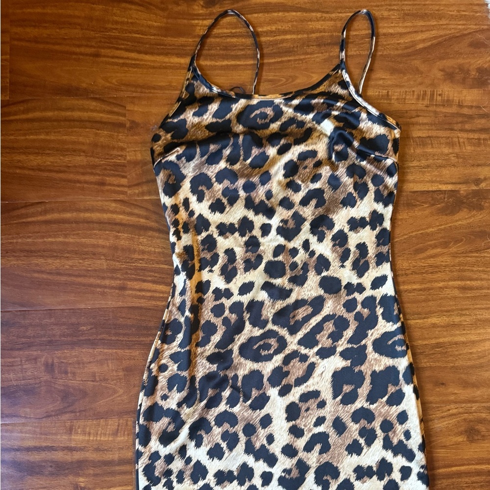 Leopard Print Slip Dress - Brown/Black Short